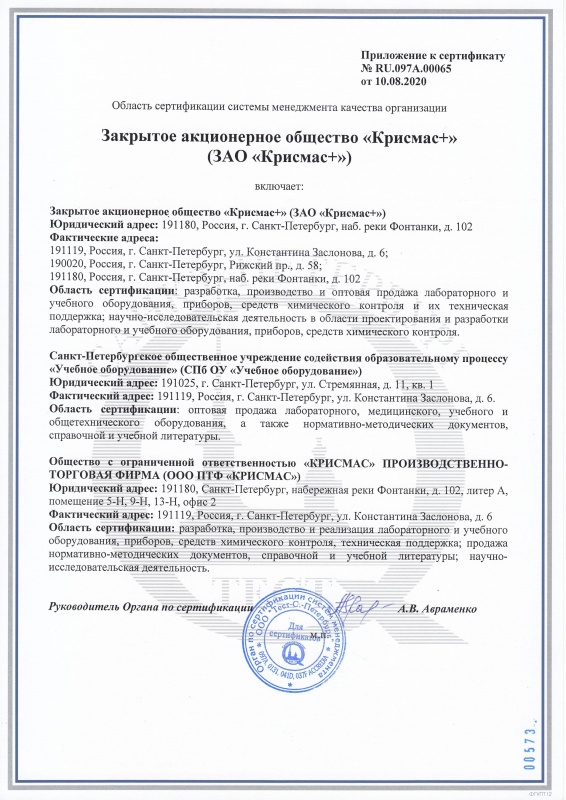 Сертификат ISO 9001:2015 приложение