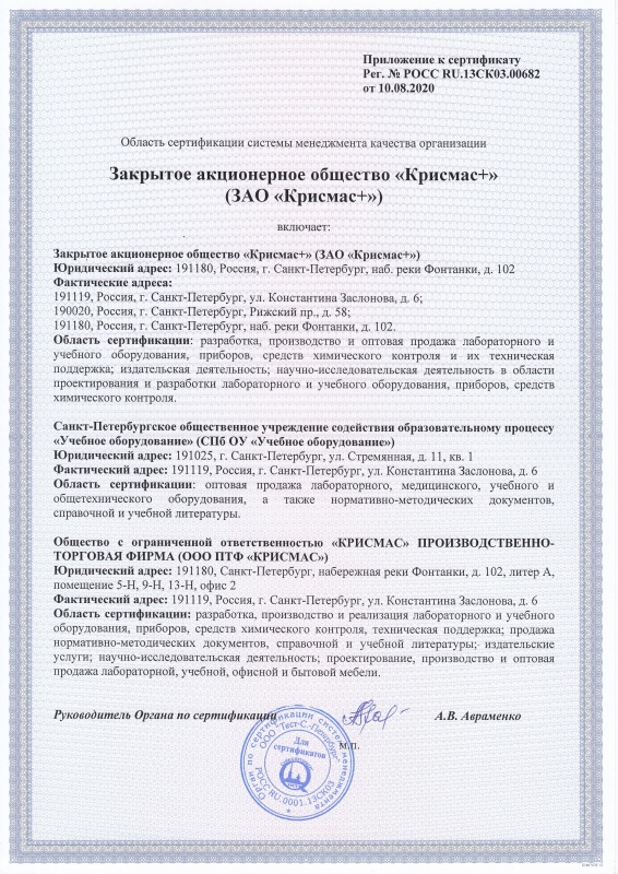 Сертификат ISO 9001:2015 приложение